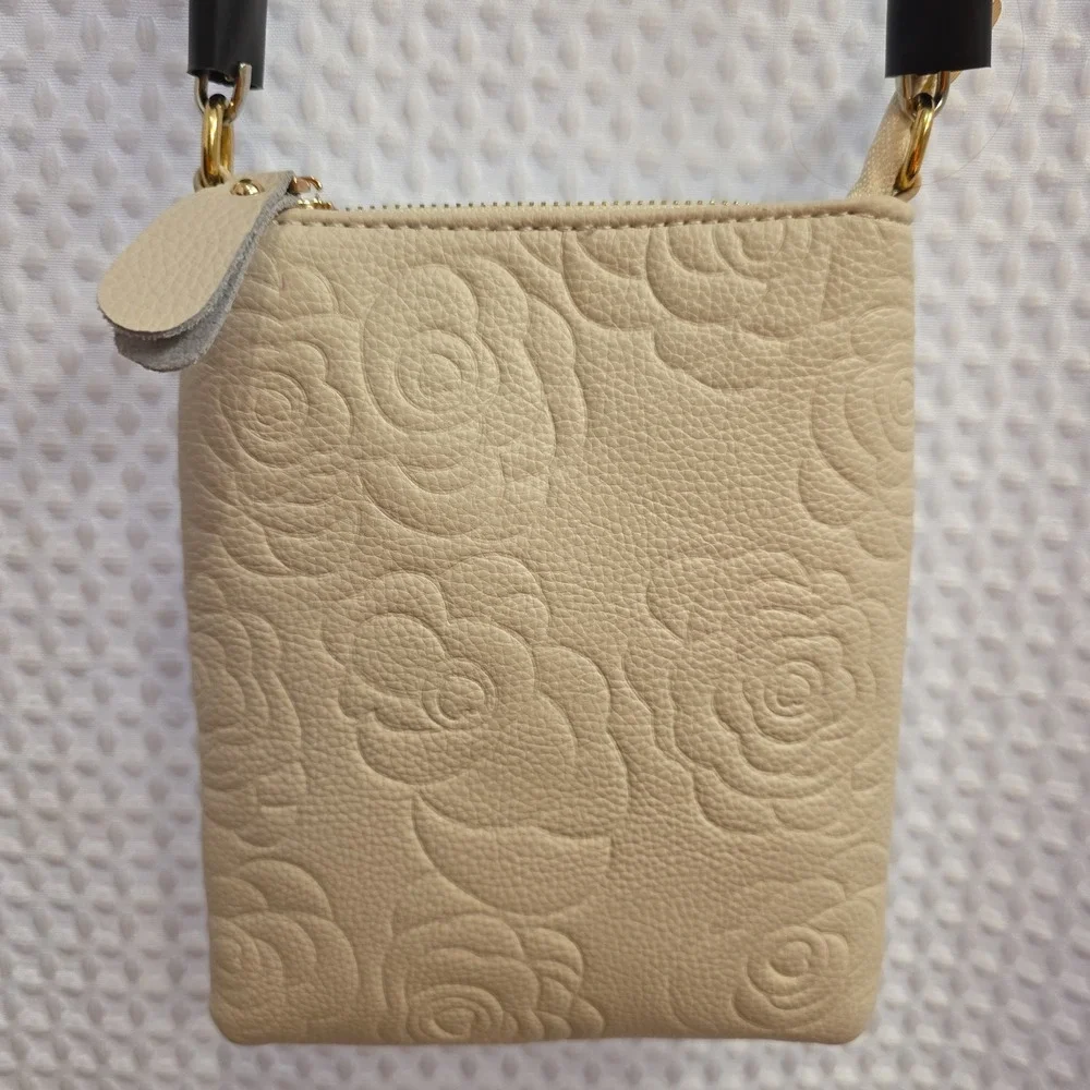 Classy Cream Leather Women Small Crossbody Purse Hip Colorful Adjustable Strap